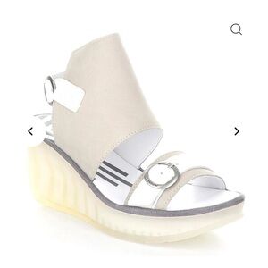 Fly London Jeno Leather Slingback Wedge Sandal 37 7